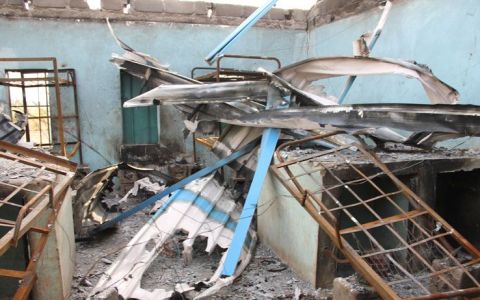 Burnt-out remains of Chibok Secondary School. Photo: Hassan John